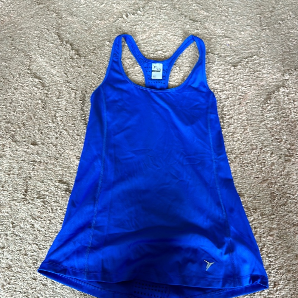 Bright blue athletic tank top